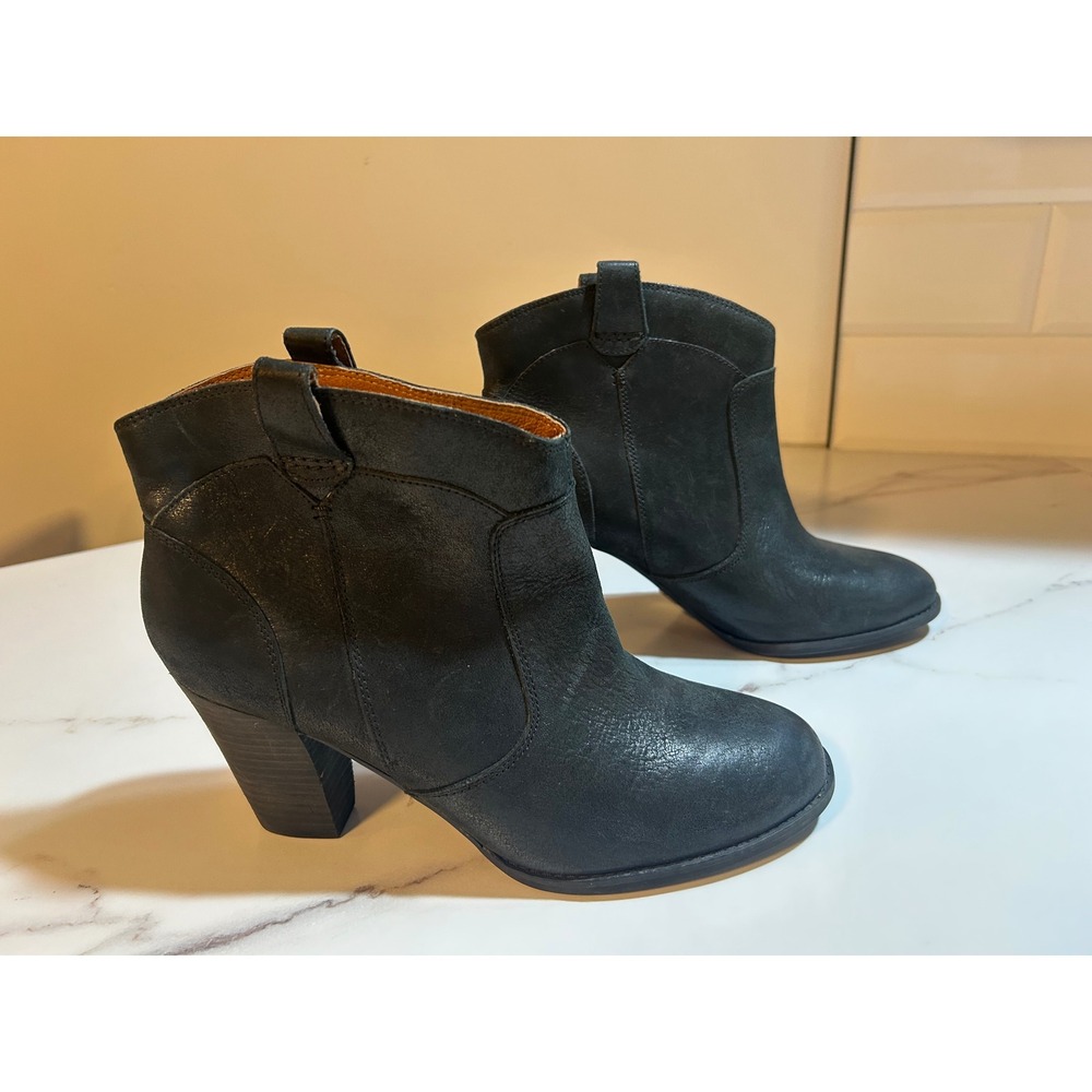 Clarks Indigo Womens Black Leather Western Ankle Boots Block Heel 11M 33157